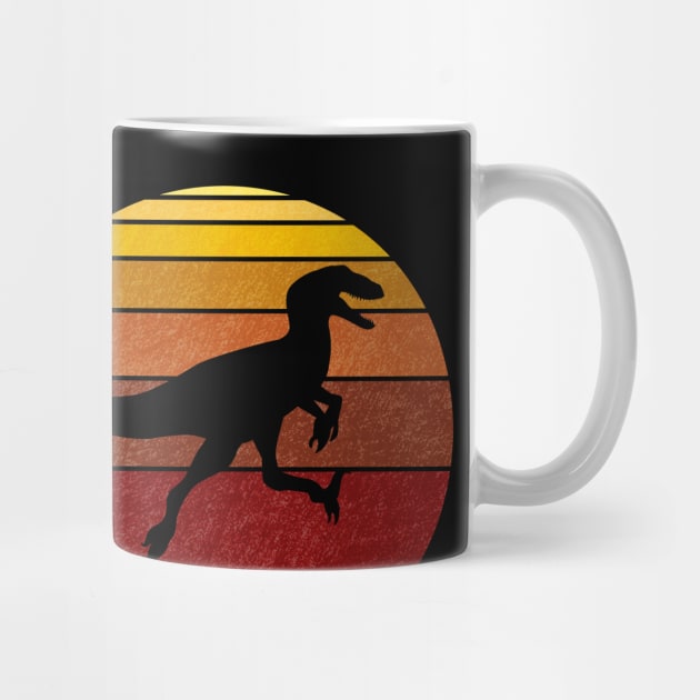 Utahraptor or Velociraptor Synthwave Sunset Sunrise Dinosaur by FalconArt